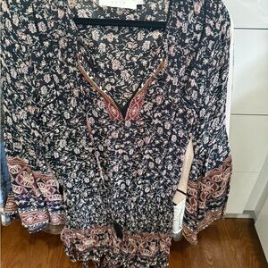Astr Floral Bohemian Dress - Black and Brown